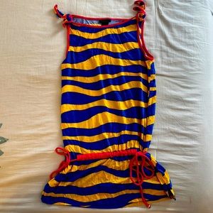 Marc by Marc Jacobs swimwear coverup. Bright yellow and blue stripes.